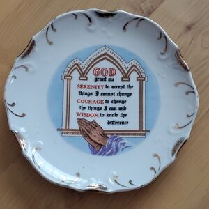 Decorative Serenity Prayer Plate with Gold Accents